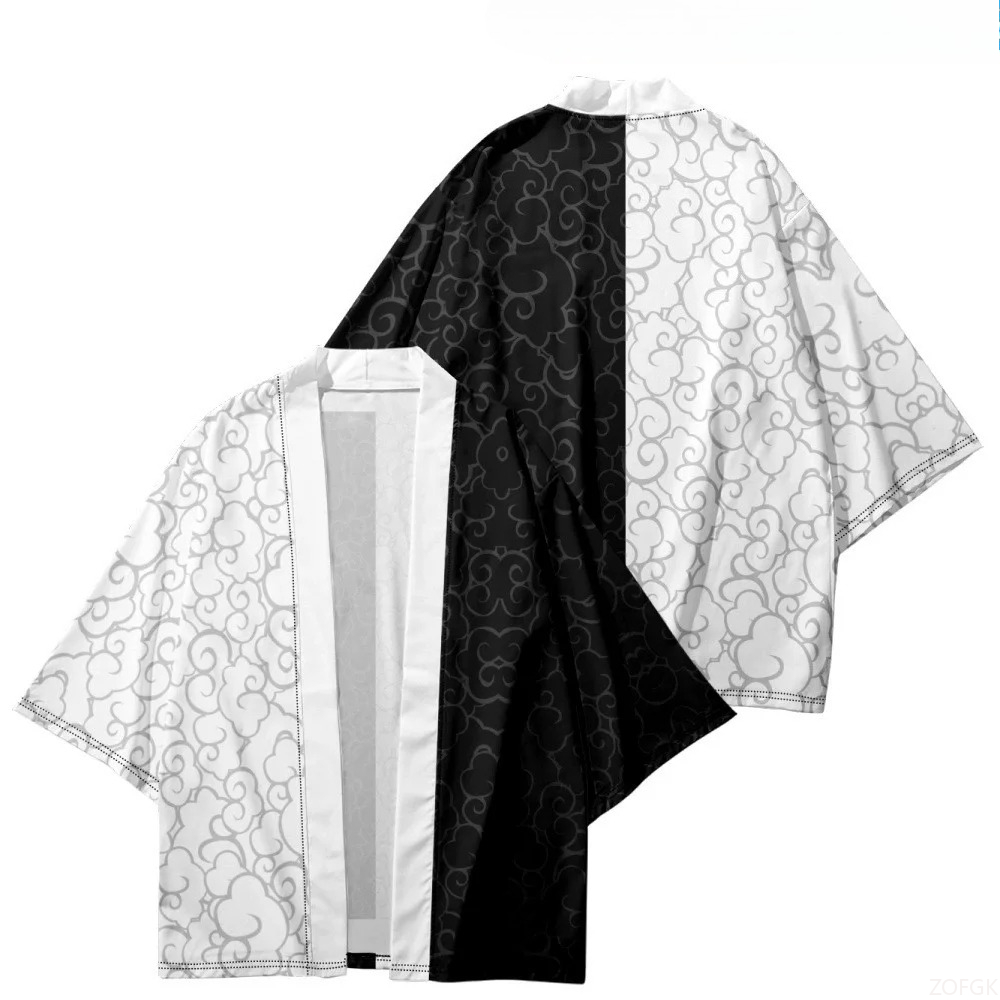 Sewing V - Oriental Black and White Patch Kimono