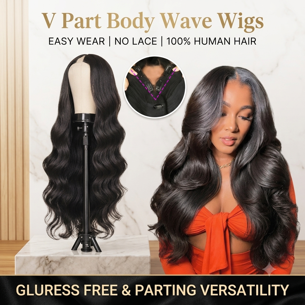 Sewing V - V Part Wig Human Hair Body