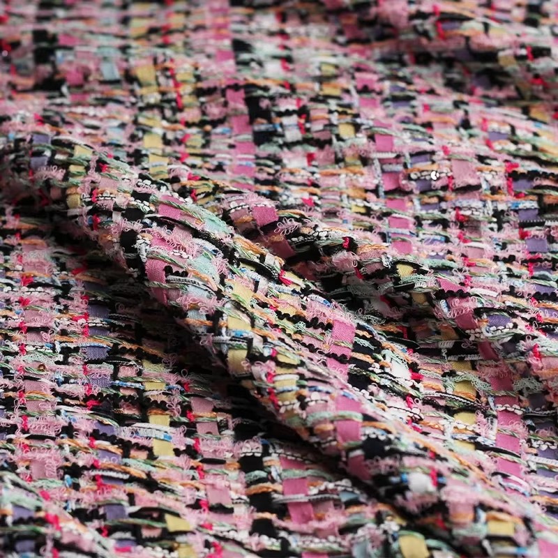 Redraspberry Pink Colourful He - Sewing Tweed Fabric ulasan dan harga