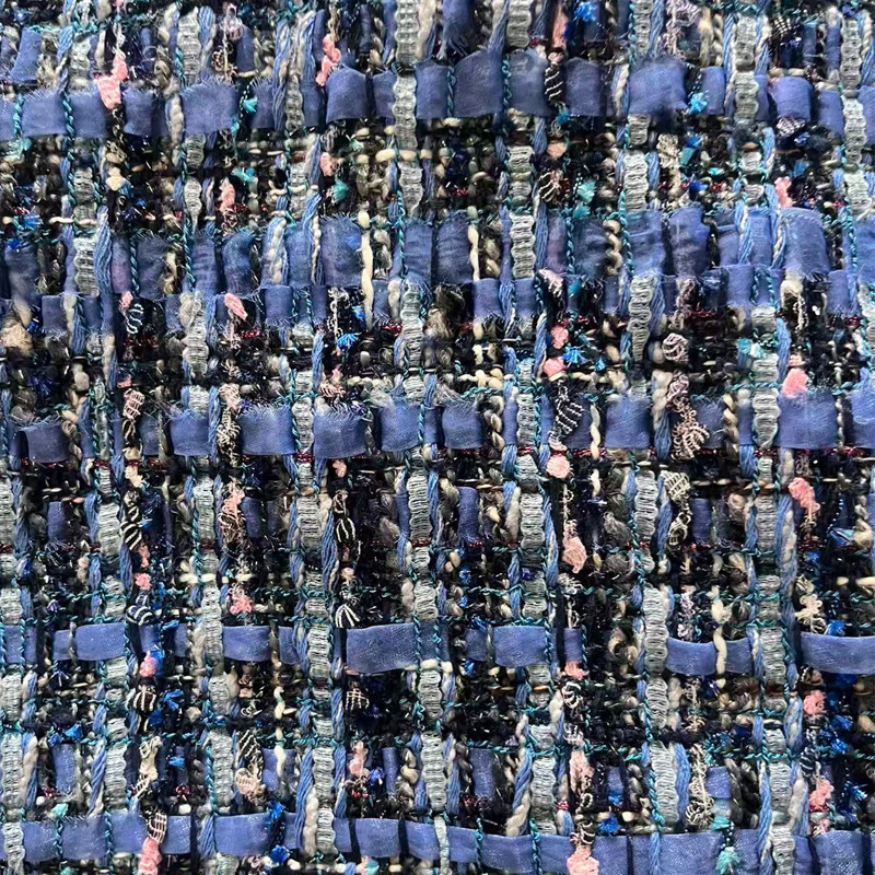 Blue Yarn-dyed Heavy Industry  - Sewing Tweed Fabric ulasan dan harga