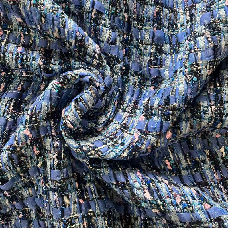 Blue Yarn-dyed Heavy Industry  - Sewing Tweed Fabric ulasan dan harga