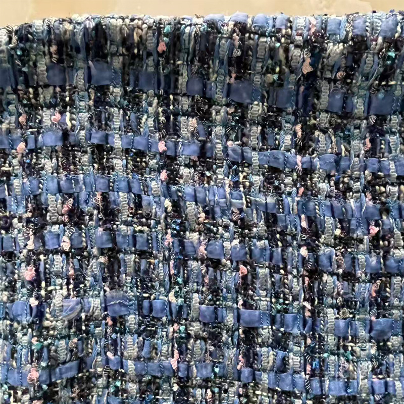 Blue Yarn-dyed Heavy Industry  - Sewing Tweed Fabric ulasan dan harga