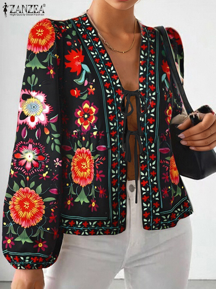 Bohemian Printed Holiday Shirt - Sewing V ulasan dan harga