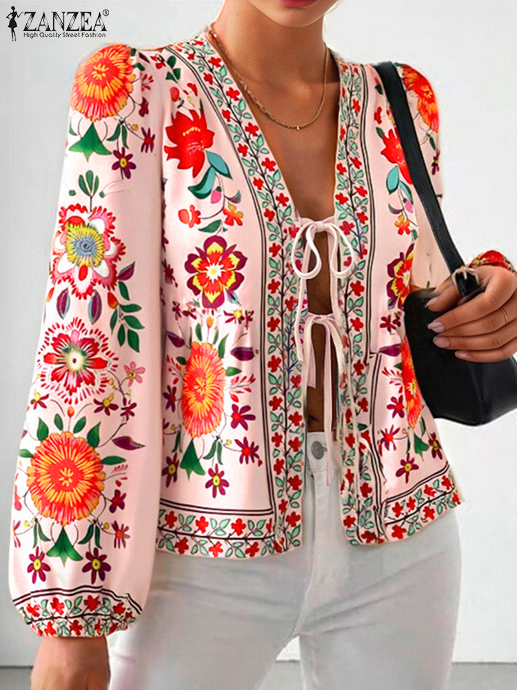 Bohemian Printed Holiday Shirt - Sewing V ulasan dan harga