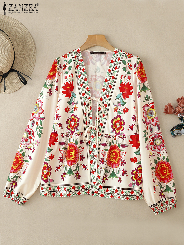 Bohemian Printed Holiday Shirt - Sewing V ulasan dan harga
