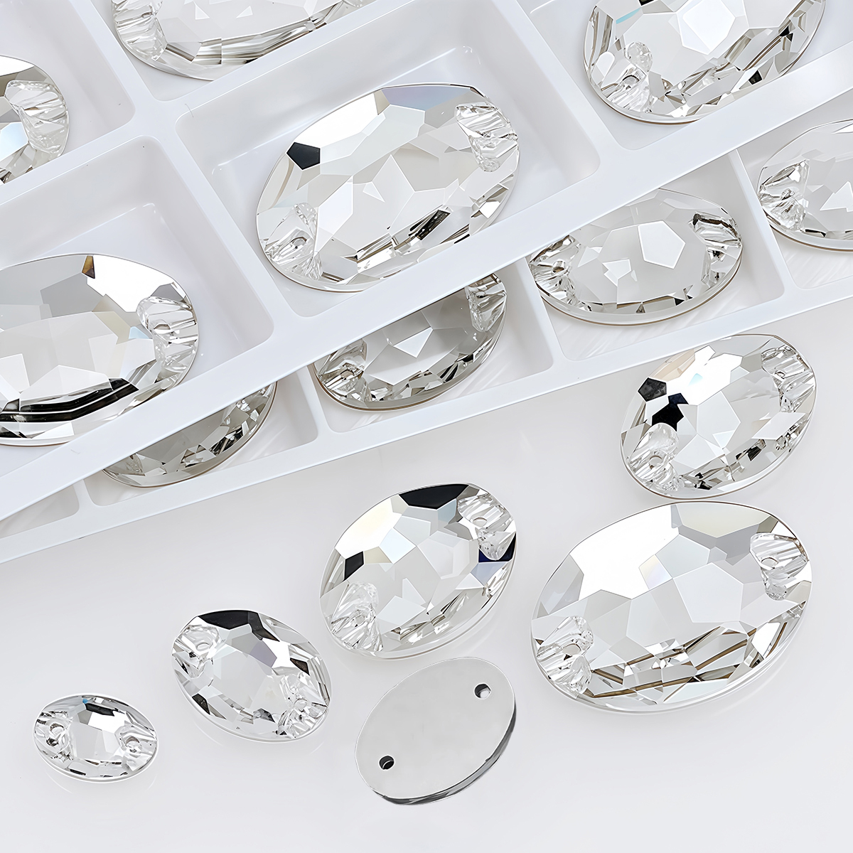 Oval Ellipse Crystal Clear Gla - Sewing V ulasan dan harga