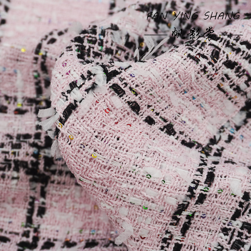 Pink Classical Big Plaid Color - Sewing Tweed Fabric ulasan dan harga