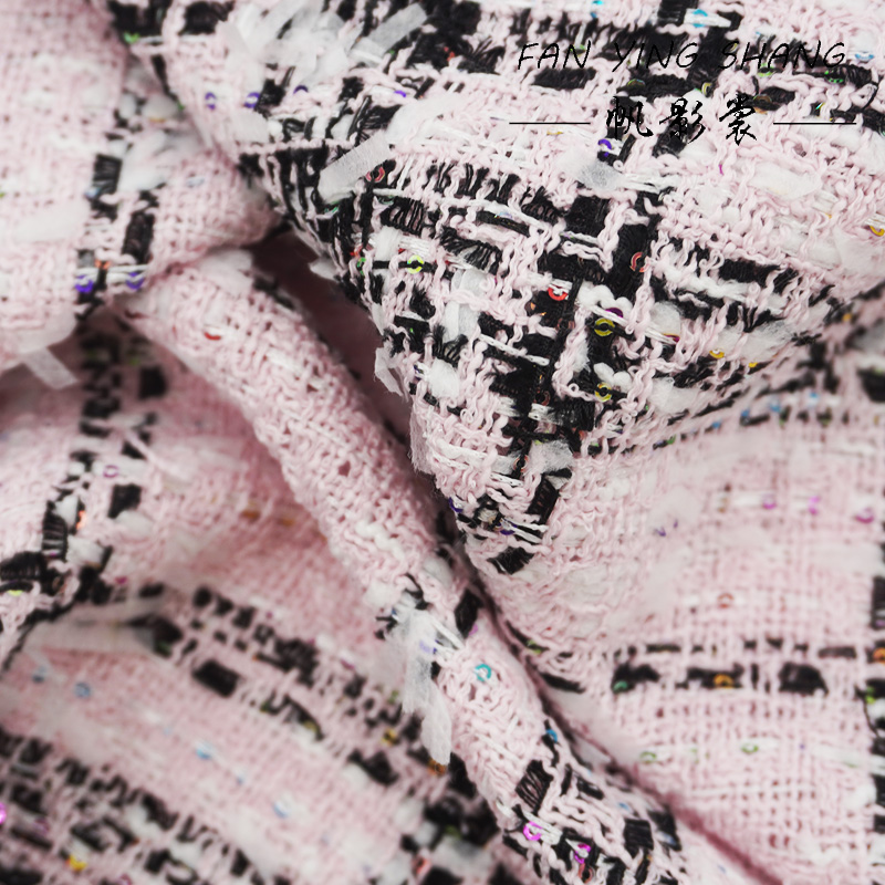 Pink Classical Big Plaid Color - Sewing Tweed Fabric ulasan dan harga