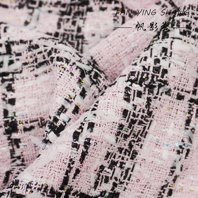 Pink Classical Big Plaid Color - Sewing Tweed Fabric ulasan dan harga