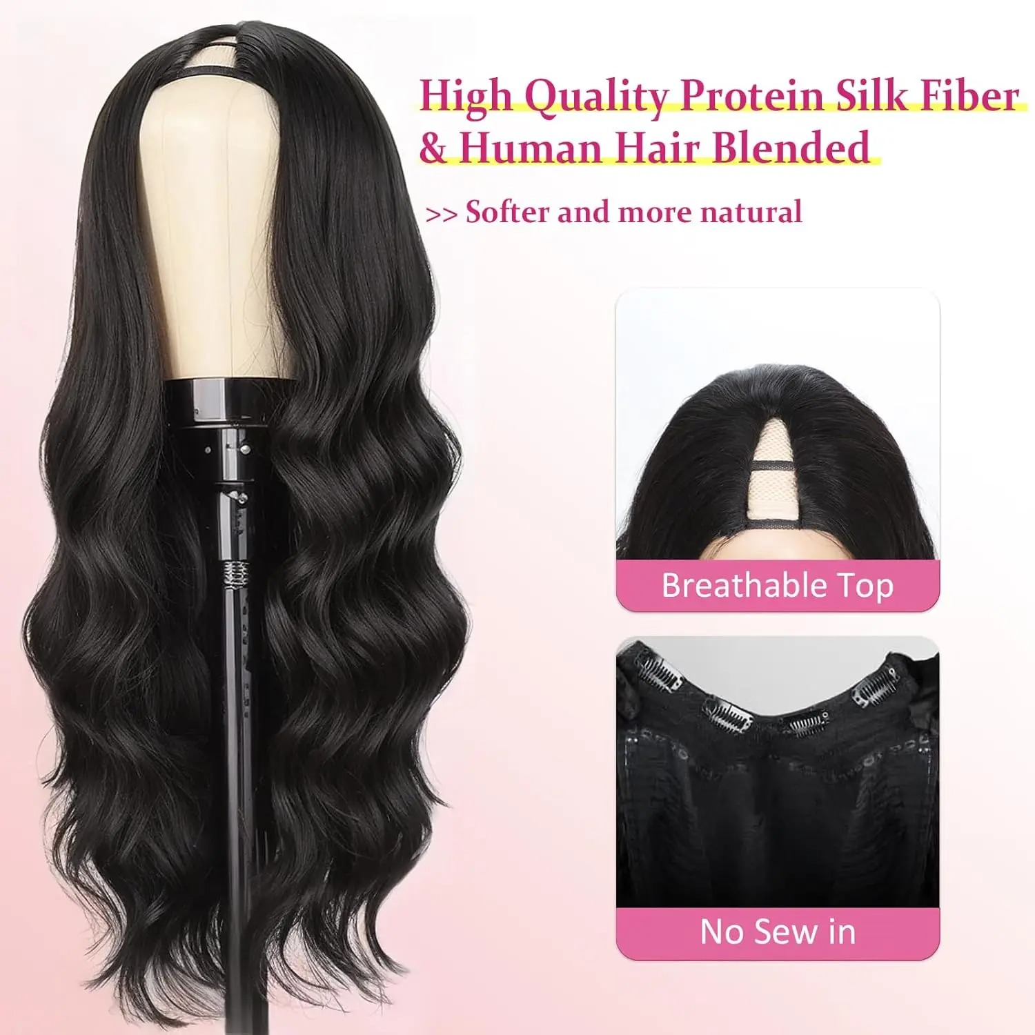 V Part Wig Human Hair Body Wav - Sewing V ulasan dan harga