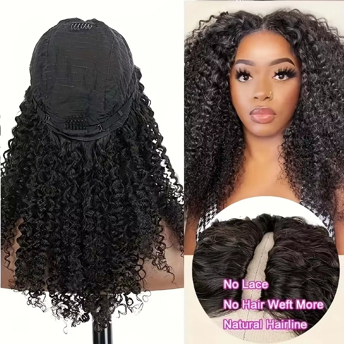 30 Inch Curly V Part Wig Human - Sewing V ulasan dan harga