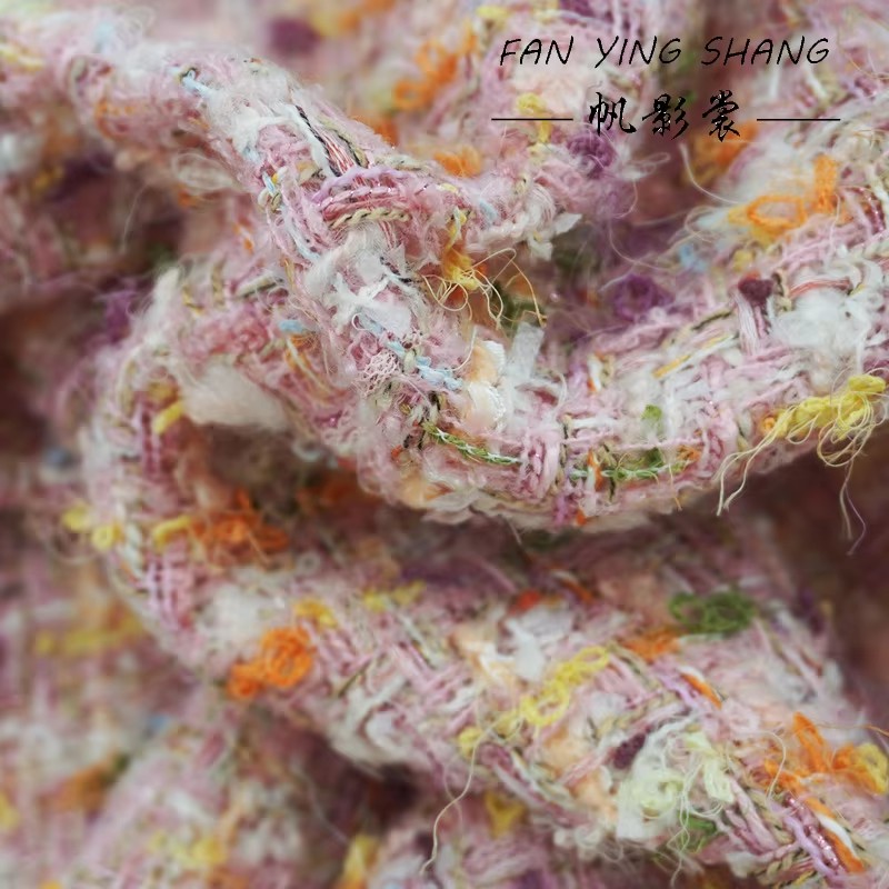 2025 Pink Color Weaving Plaid  - Sewing Tweed Fabric ulasan dan harga