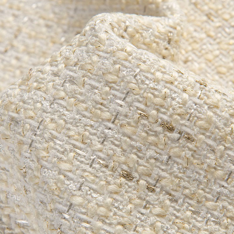 Beige Color and Gold Wire Yarn - Sewing Tweed Fabric ulasan dan harga