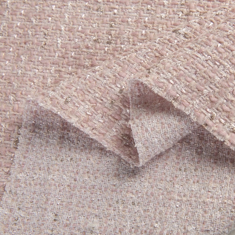 Beige Color and Gold Wire Yarn - Sewing Tweed Fabric ulasan dan harga