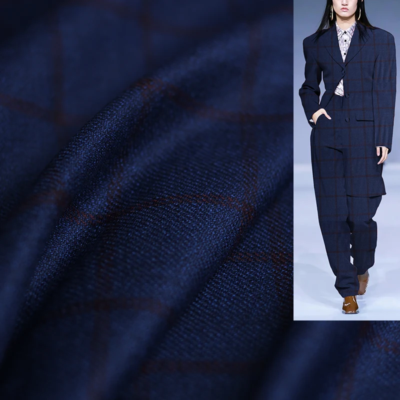 Redraspberry Blue Plaid Worste - Sewing Tweed Fabric ulasan dan harga