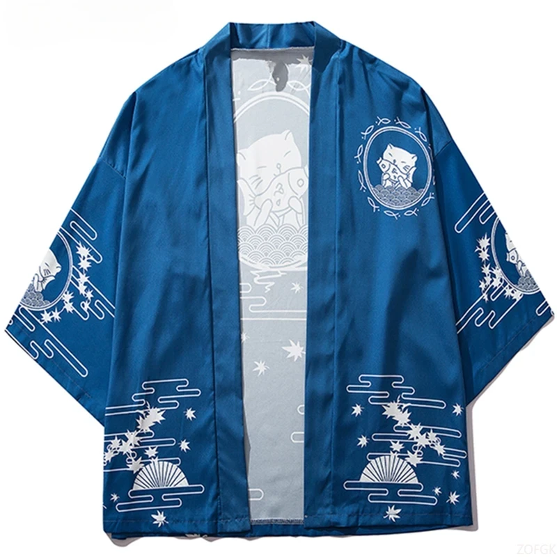 Japanese Cat Print Kimono Men' - Sewing V ulasan dan harga