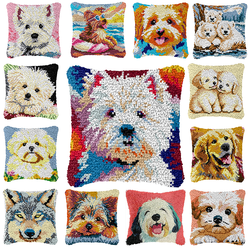 Cute Dog Embroidery Latch Hook - Sewing Pin Cushion ulasan dan harga