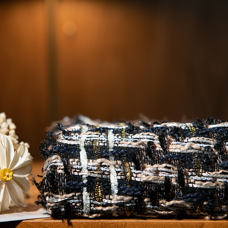 50x145cm Black And White Yarn- - Sewing Tweed Fabric ulasan dan harga