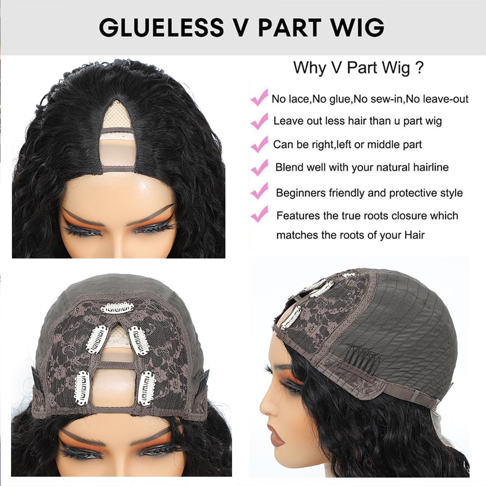 V Part Wig Human Hair Body Wav - Sewing V ulasan dan harga