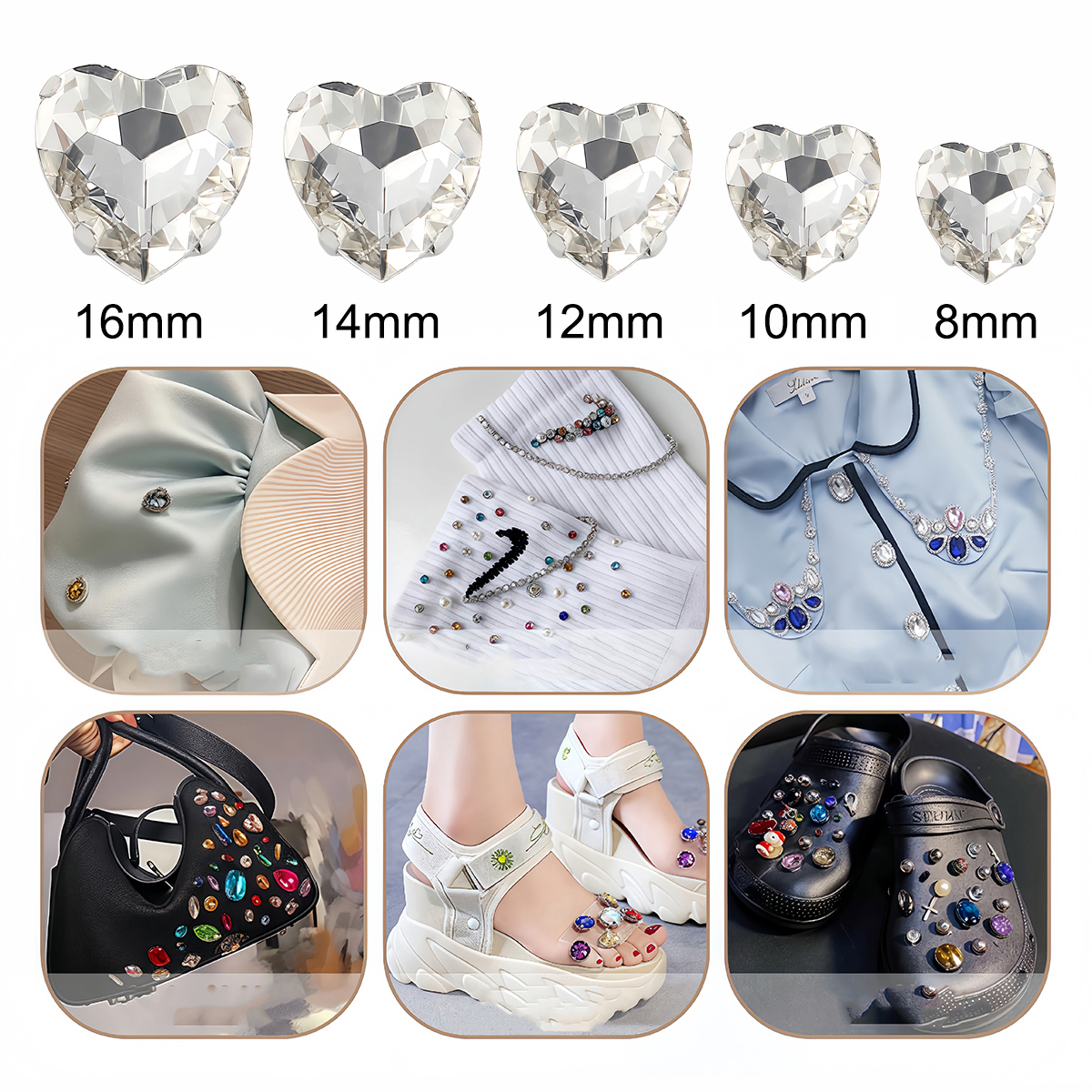Heart Shape Glass Rhinestones  - Sewing V ulasan dan harga