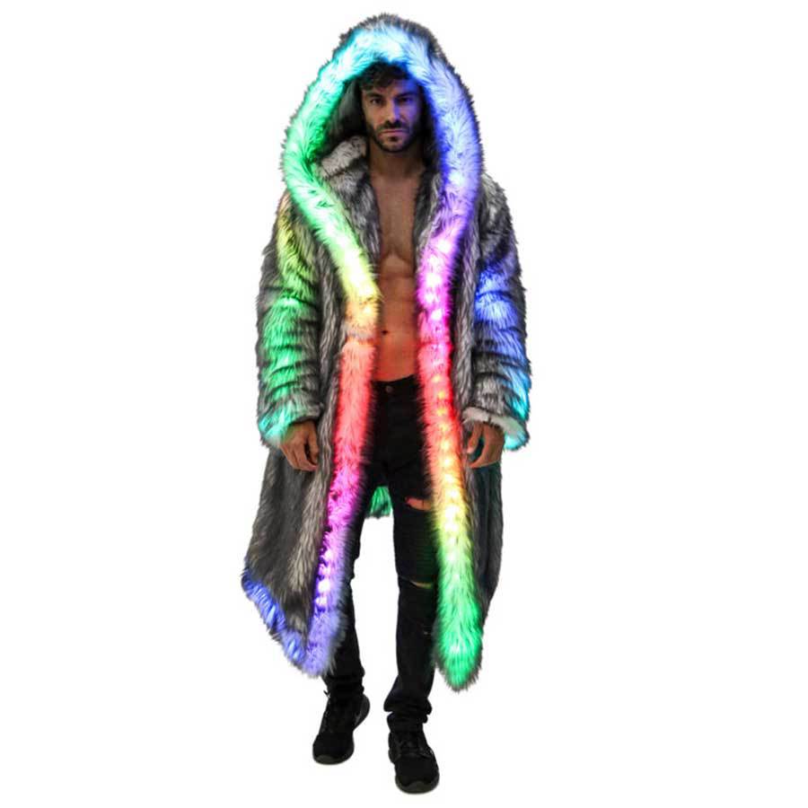 Faux Fur Coat Men Hooded Outer - Sewing V ulasan dan harga