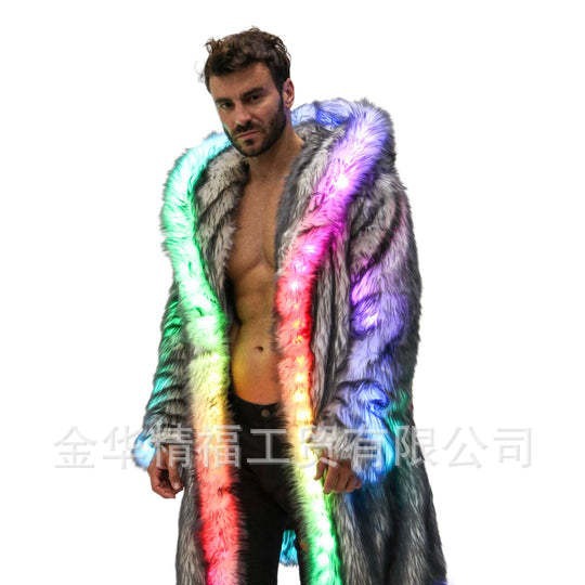 Faux Fur Coat Men Hooded Outer - Sewing V ulasan dan harga