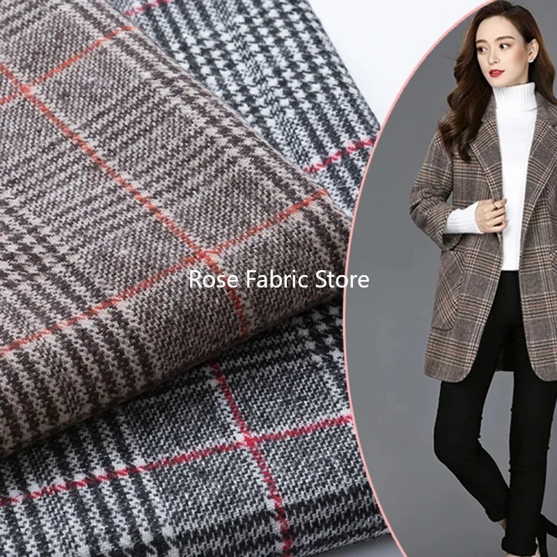 1 Meter Classic Woolen Houndst - Sewing Tweed Fabric ulasan dan harga