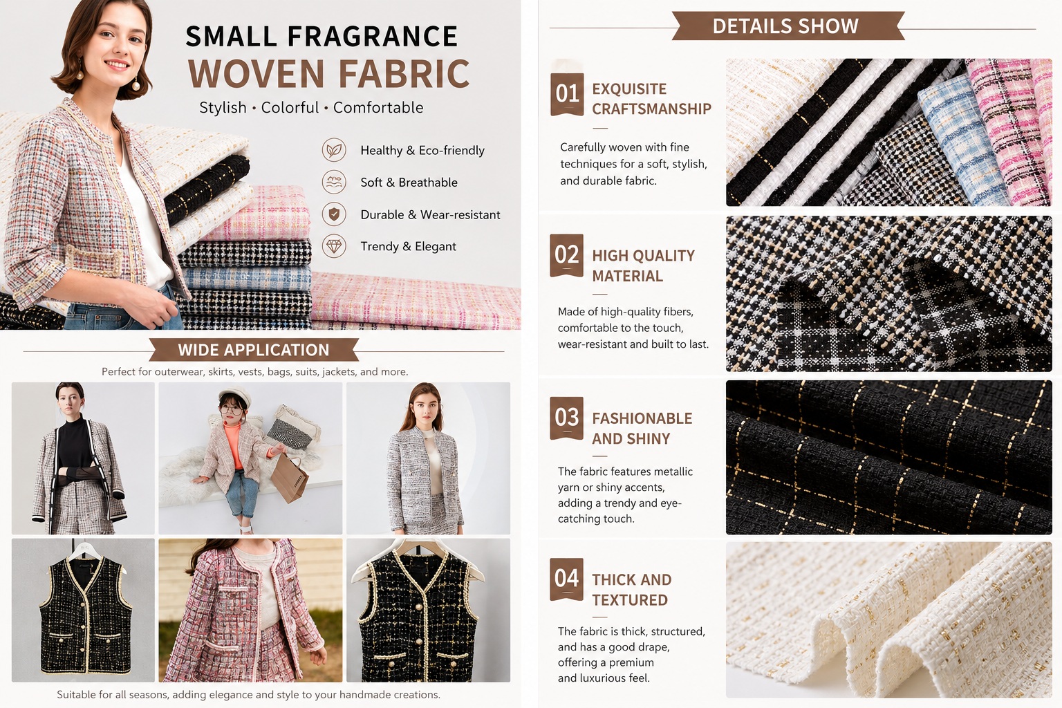Luxury Tweed Fabric Boucle Fab - Sewing Tweed Fabric ulasan dan harga