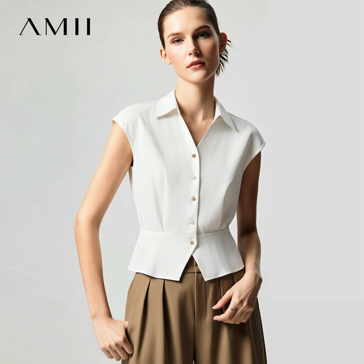 Amii Women's Blouse 2026 Summe - Sewing V ulasan dan harga