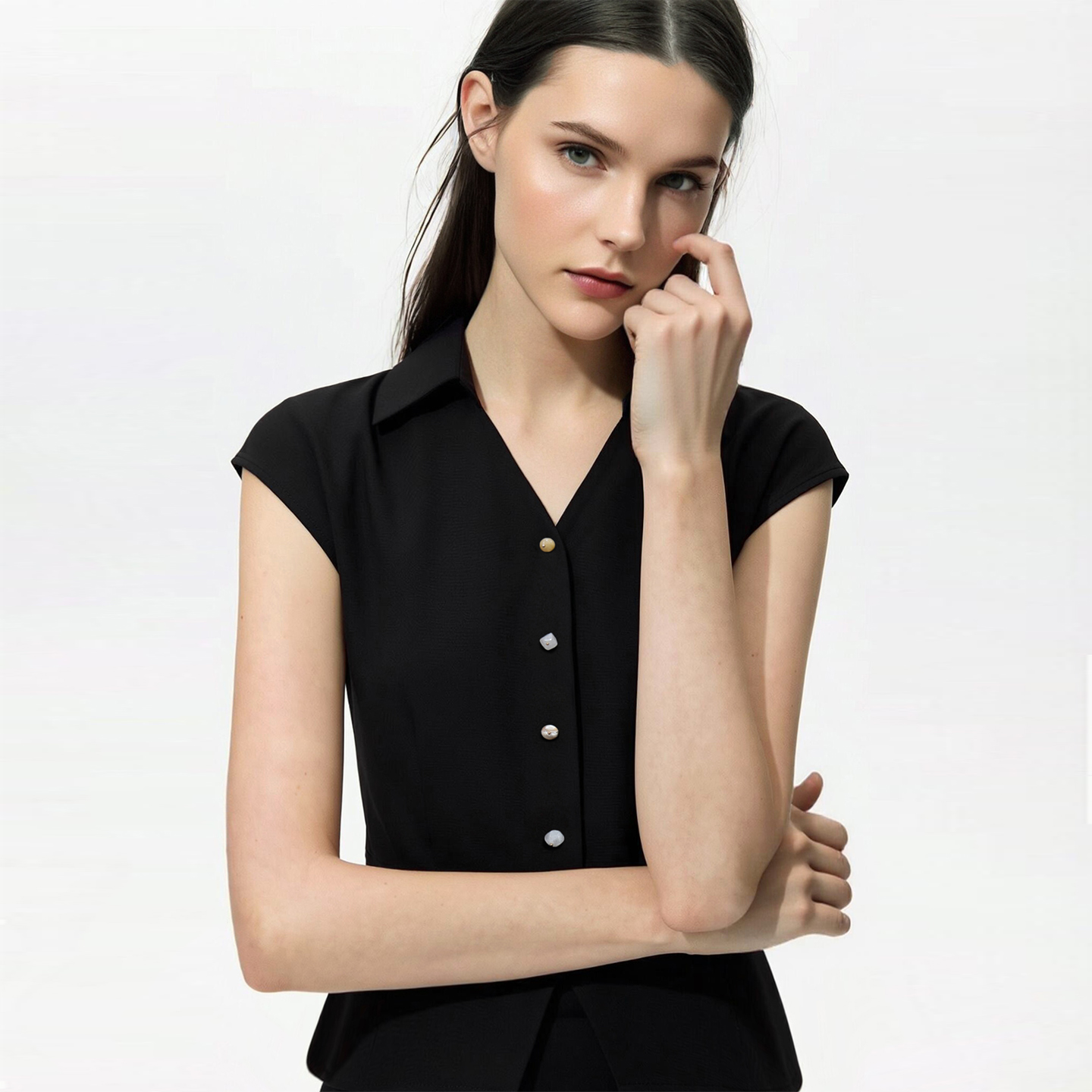 Amii Women's Blouse 2026 Summe - Sewing V ulasan dan harga