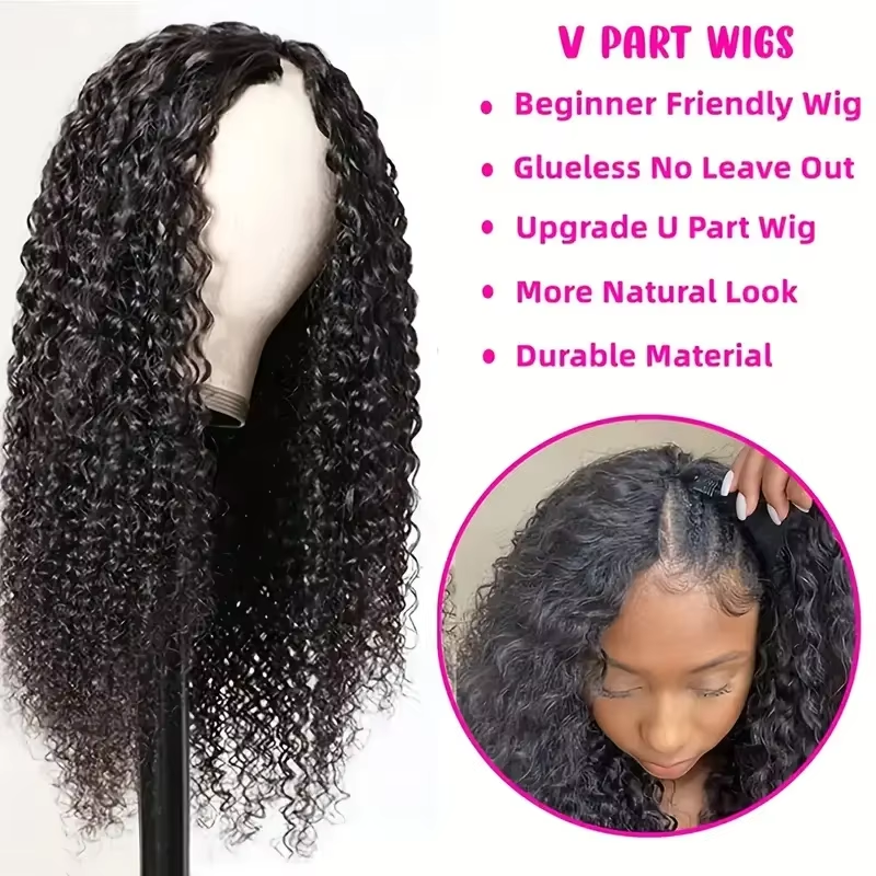 Curly V Part Wig Human Hair No - Sewing V ulasan dan harga