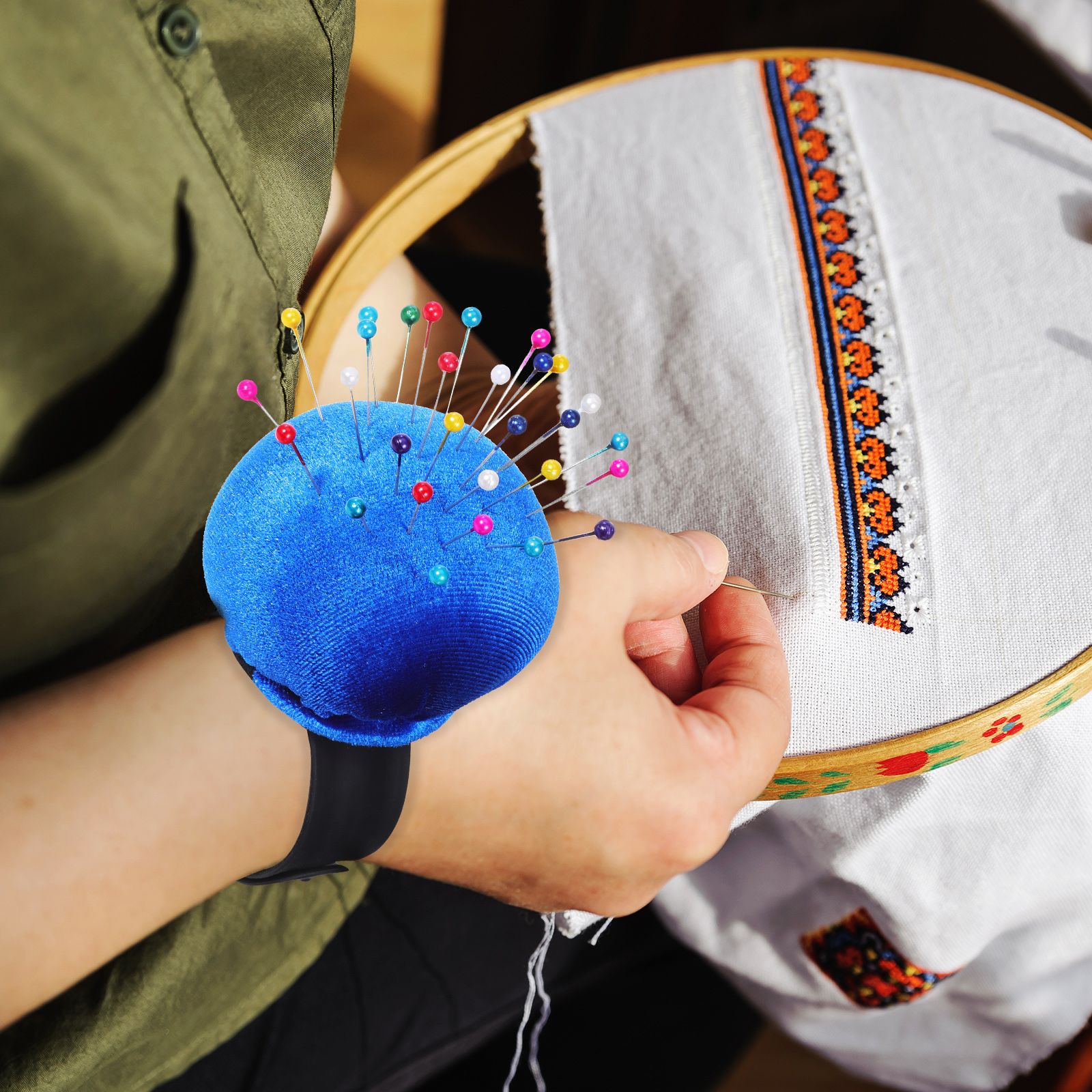 Wrist Pin Cushion Sewing Needl - Sewing Pin Cushion ulasan dan harga