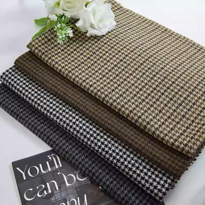 Light Coffee Small Houndstooth - Sewing Tweed Fabric ulasan dan harga