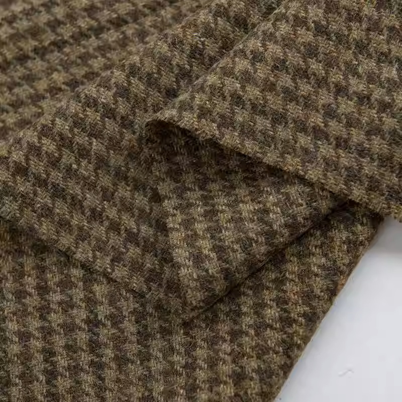 Light Coffee Small Houndstooth - Sewing Tweed Fabric ulasan dan harga