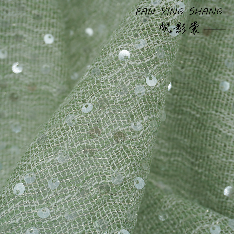 The Pale Green Sequins Tweed F - Sewing Tweed Fabric ulasan dan harga