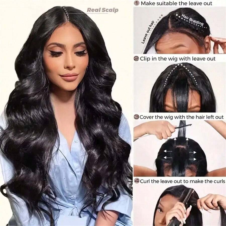 V Part Wig Human Hair Body Wav - Sewing V ulasan dan harga