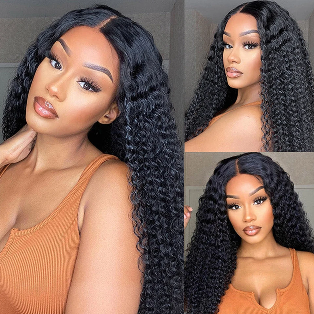V Part Wig Deep Wave  Human Ha - Sewing V ulasan dan harga