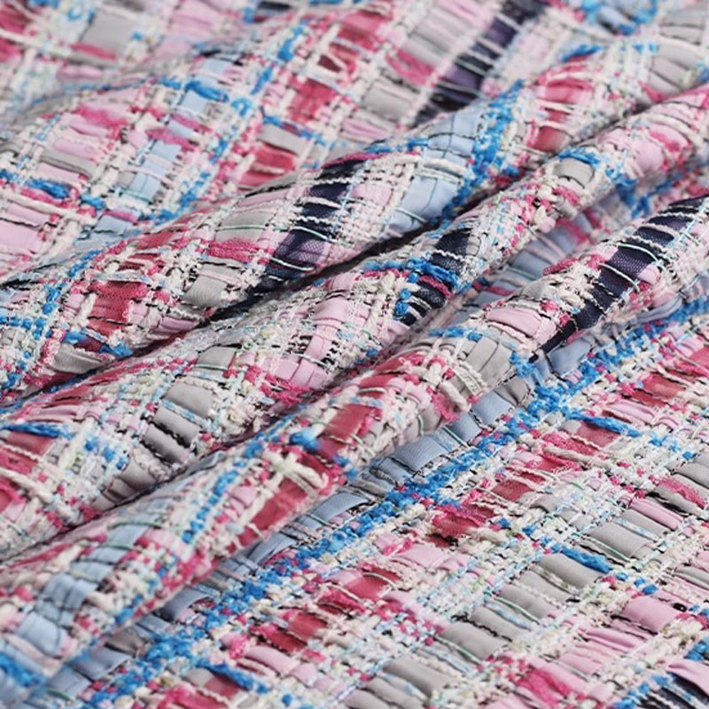 Luxury Pink & Blue Stripe Twee - Sewing Tweed Fabric ulasan dan harga