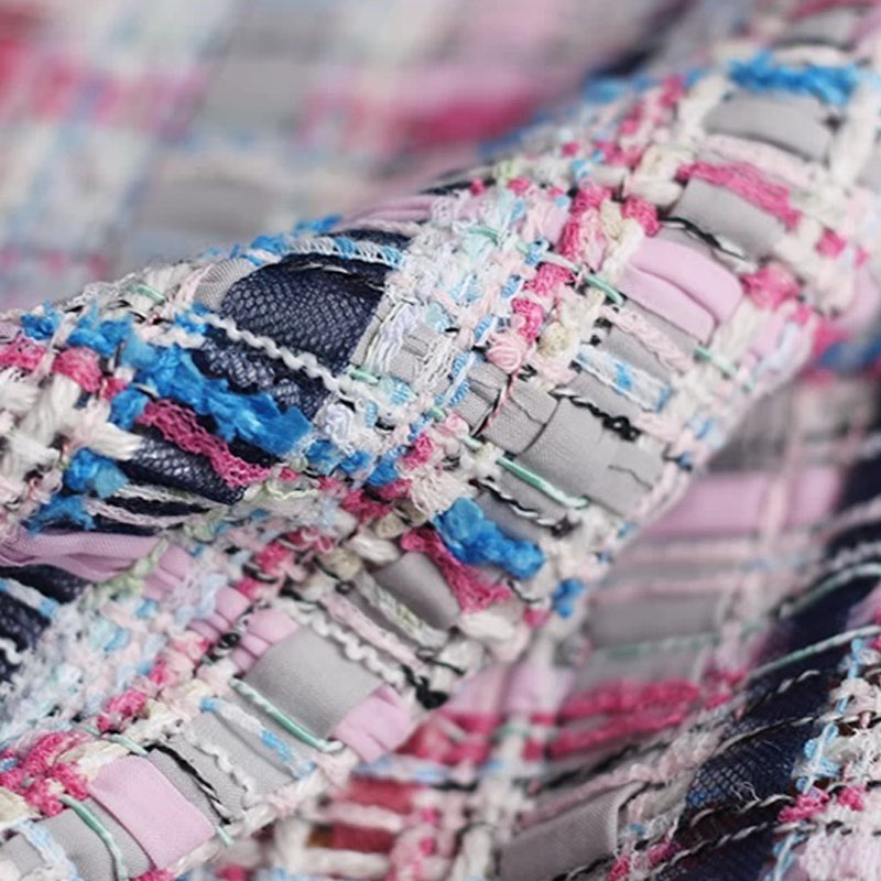 Luxury Pink & Blue Stripe Twee - Sewing Tweed Fabric ulasan dan harga