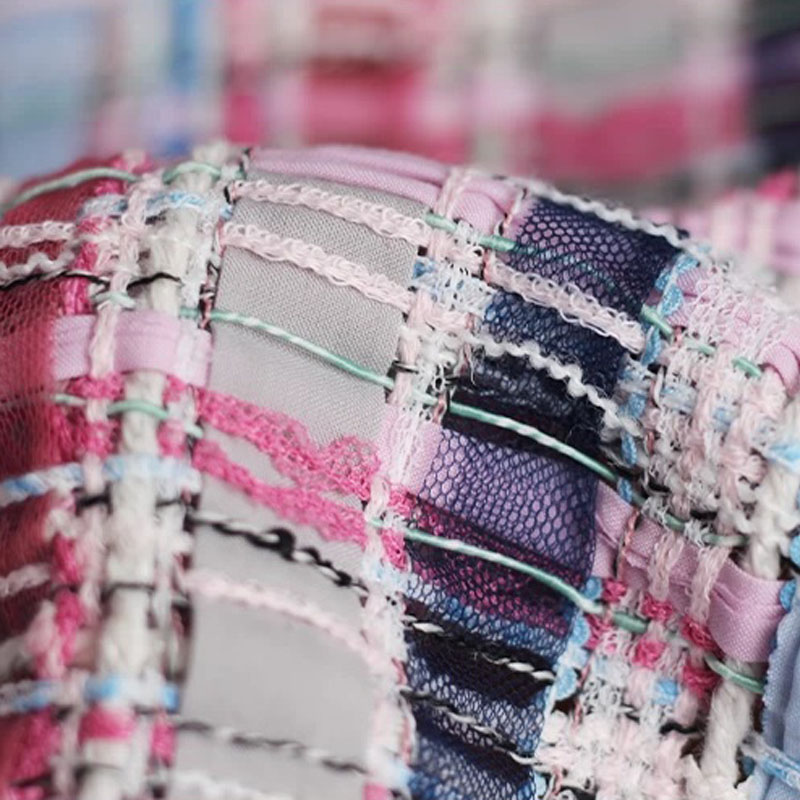 Luxury Pink & Blue Stripe Twee - Sewing Tweed Fabric ulasan dan harga