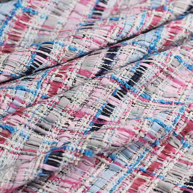 Luxury Pink & Blue Stripe Twee - Sewing Tweed Fabric ulasan dan harga