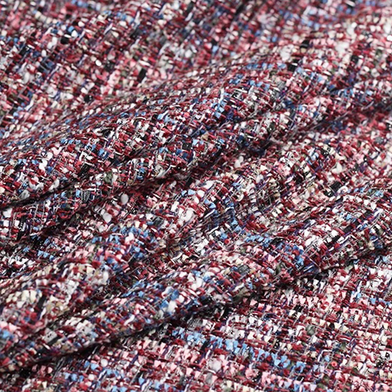 Wine Red and Colorful Ribbon Y - Sewing Tweed Fabric ulasan dan harga