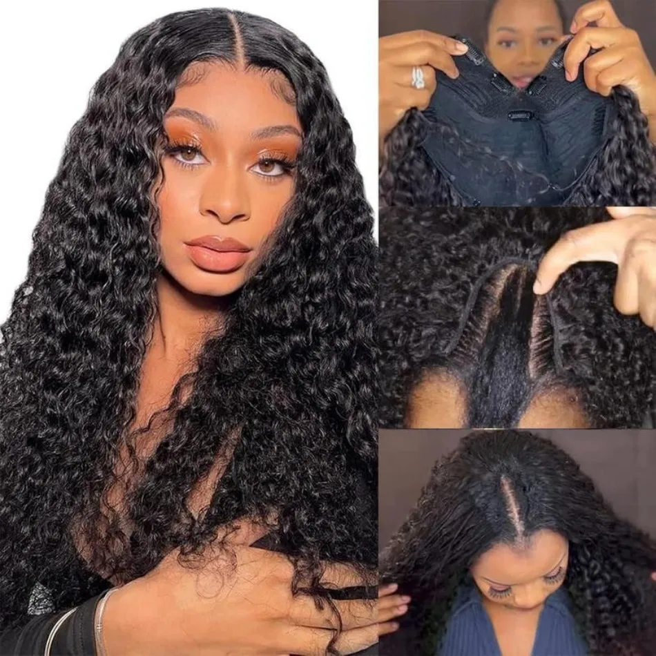 Deep Wave V Part Wig Human Hai - Sewing V ulasan dan harga